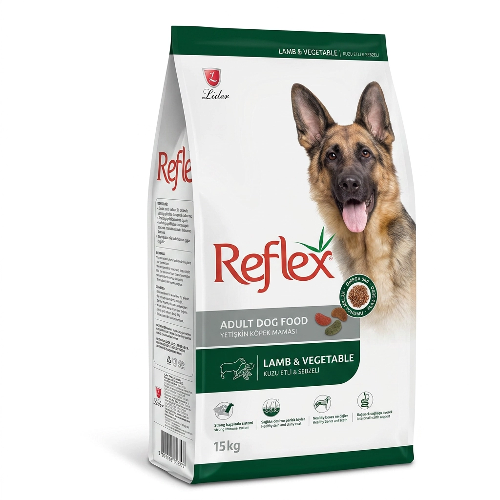 غذای خشک سگ بالغ رفلکس با طعم گوشت بره و سبزیجات (Reflex Adult Dog Food Lamb & Vegetable) - ۱۵ کیلوگرم - تصویر 2